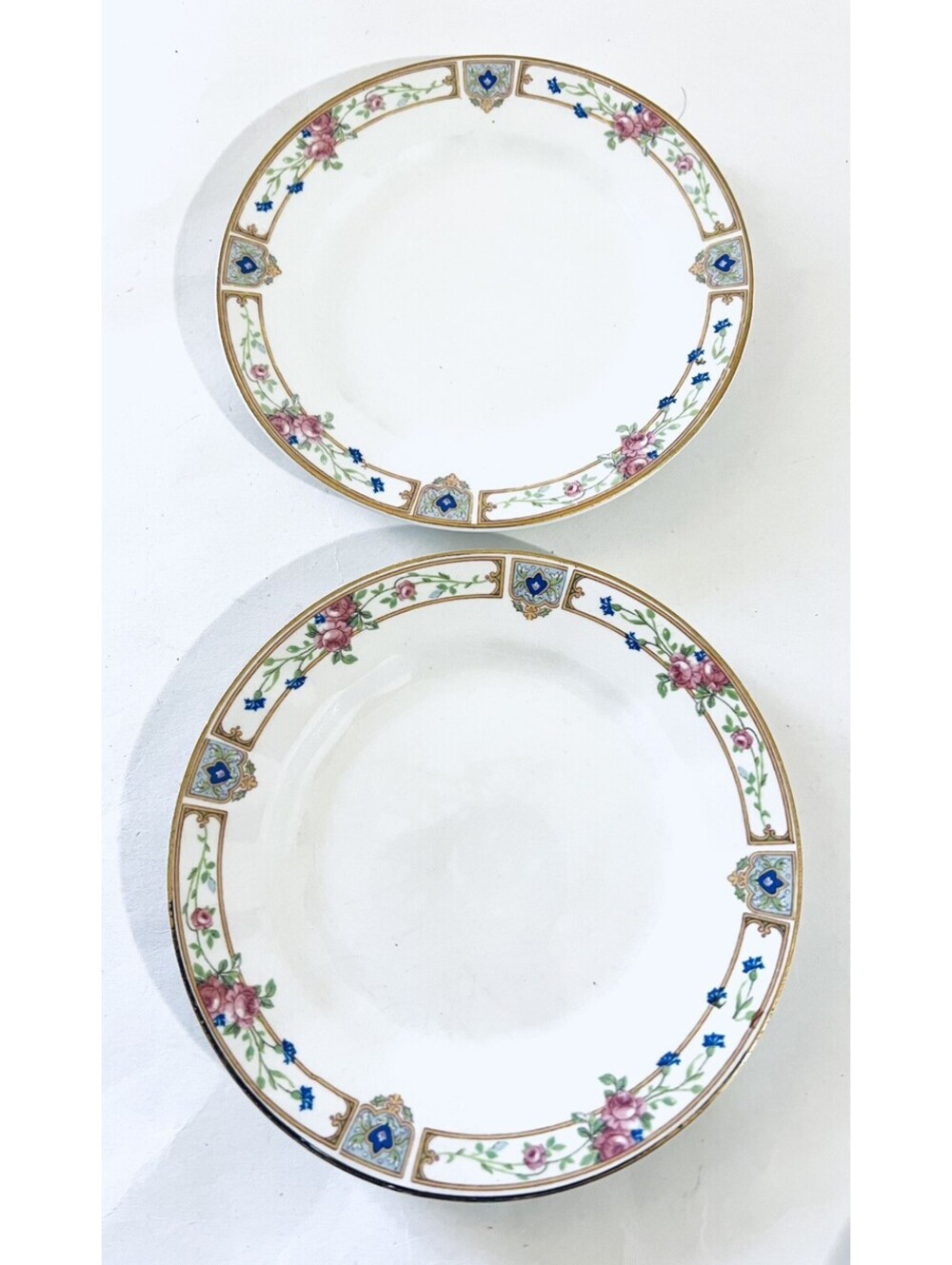 VTG Edwin M Knowles Floral 6” Bread Plates Set of 2 1927